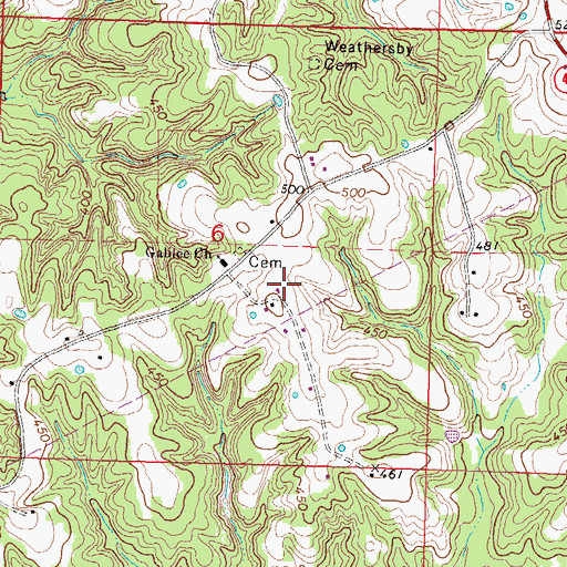 Topographic Map of Yellowleaf School (historical), MS