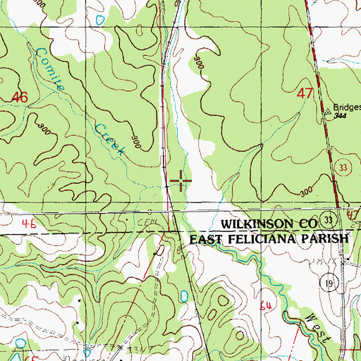 Topographic Map of West Fork Little Comite Creek, MS