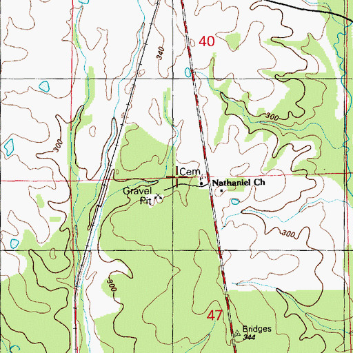 Topographic Map of Nathaniel Cemetery, MS