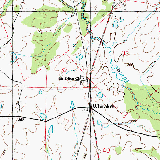 Topographic Map of Mount Olive Cemetery, MS
