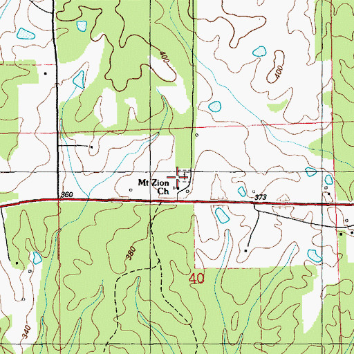 Topographic Map of Mount Zion Cemetery, MS