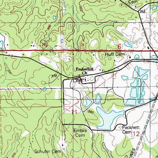 Topographic Map of Emberhill Cemetery, MS