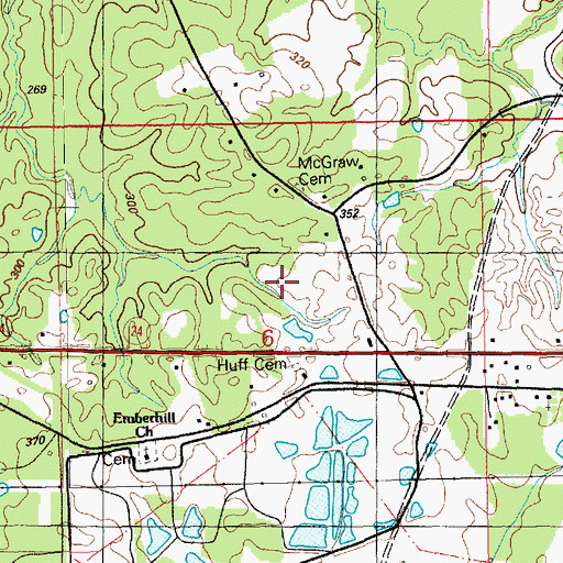 Topographic Map of Huff Cemetery, MS