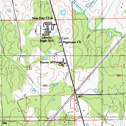 Topographic Map of House of Prayer Church, MS