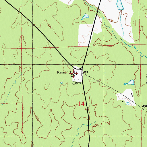 Topographic Map of Parson Hill Church, MS