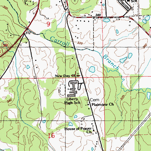 Topographic Map of New Day Church, MS