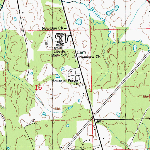 Topographic Map of Plainview Church, MS