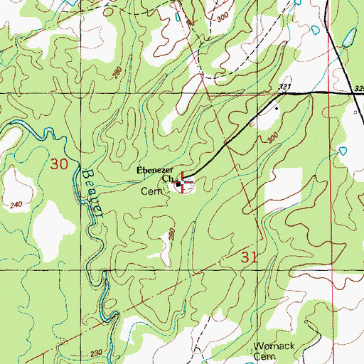 Topographic Map of Ebenezer Cemetery, MS