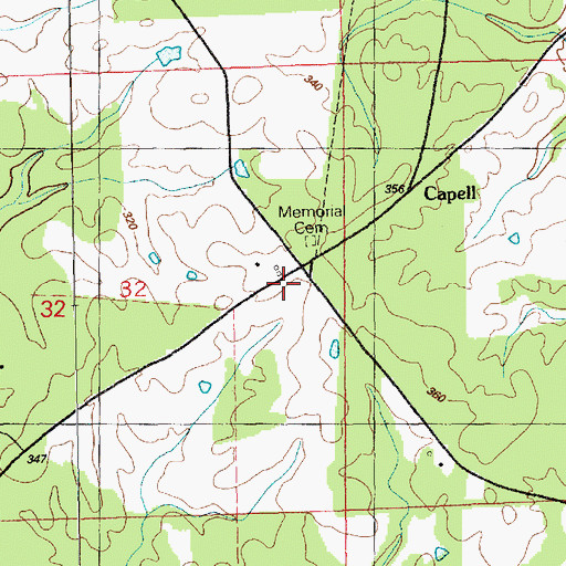 Topographic Map of Memorial Cemetery, MS