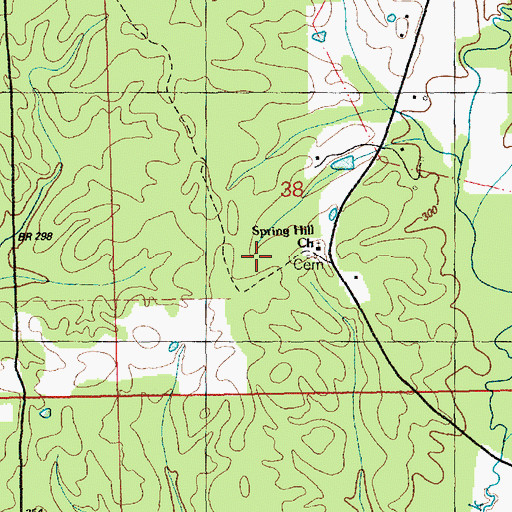 Topographic Map of Spring Hill Cemetery, MS