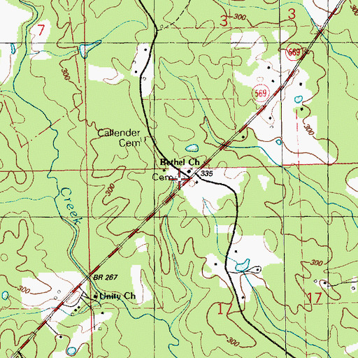Topographic Map of Bethel Cemetery, MS