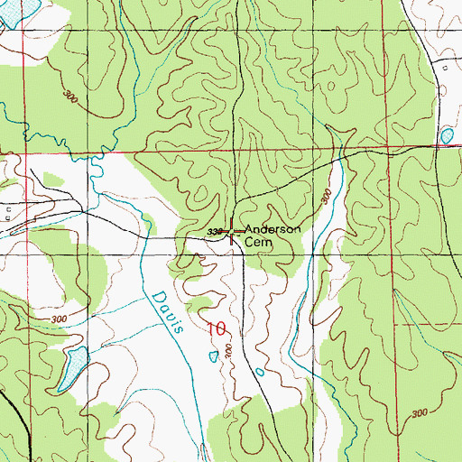 Topographic Map of Anderson Cemetery, MS