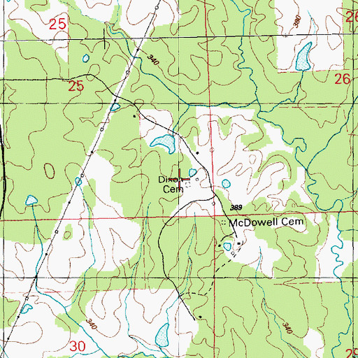 Topographic Map of Dixon Cemetery, MS