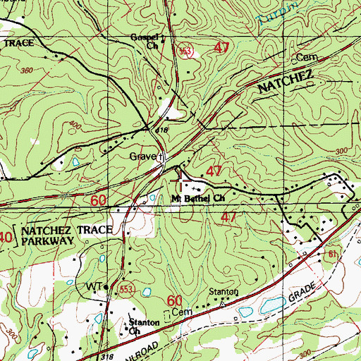 Topographic Map of Mount Bethel Church, MS
