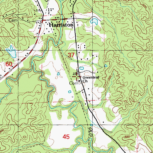 Topographic Map of Greenleaf Church, MS