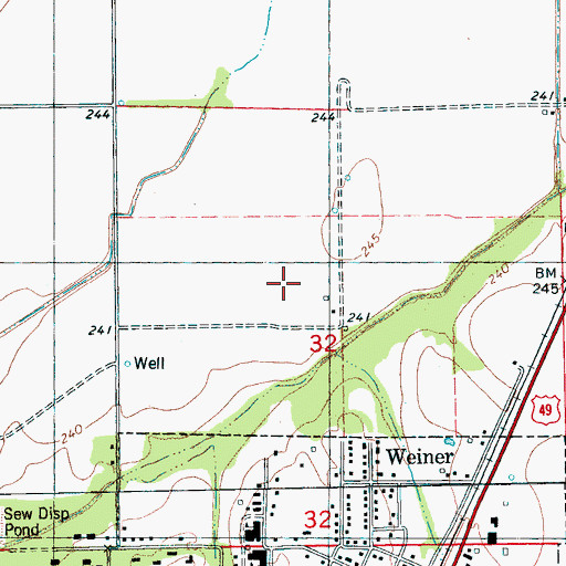Topographic Map of Township of West Prairie, AR