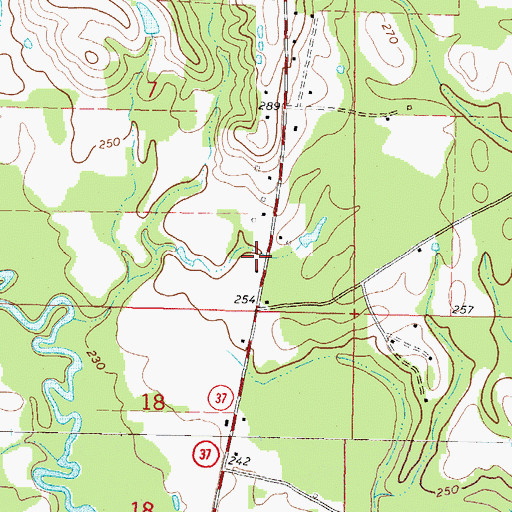 Topographic Map of Belmont Church (historical), MS