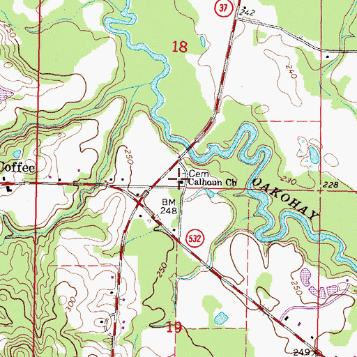 Topographic Map of Calhoun School (historical), MS