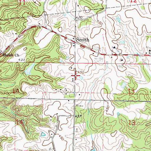 Topographic Map of Smith School (historical), MS