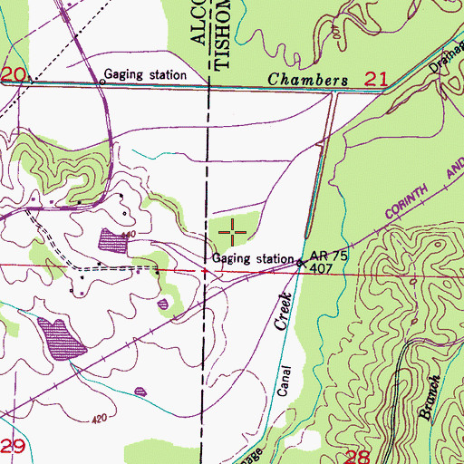 Topographic Map of Beaver Pond (historical), MS