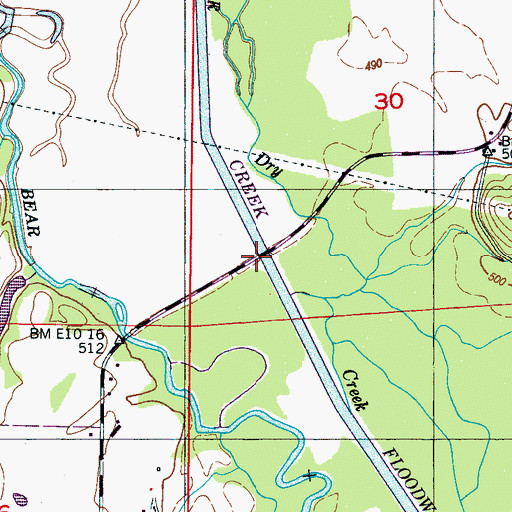 Topographic Map of Belmont Bridge, MS
