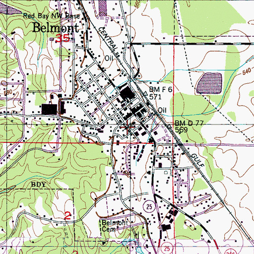 Topographic Map of Belmont Church of Christ, MS