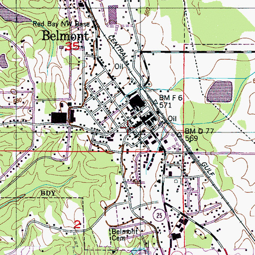 Topographic Map of Belmont Methodist Church, MS