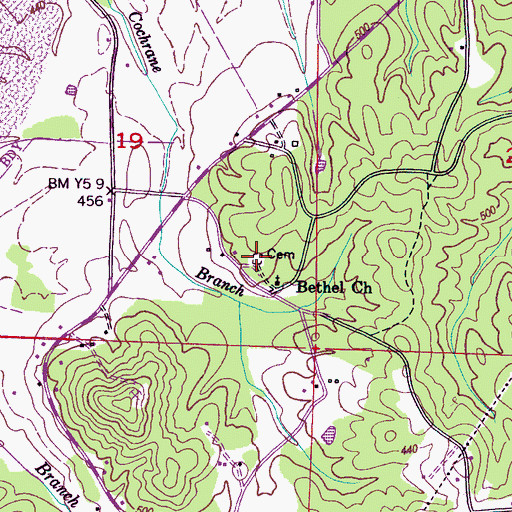 Topographic Map of Bethel Cemetery, MS