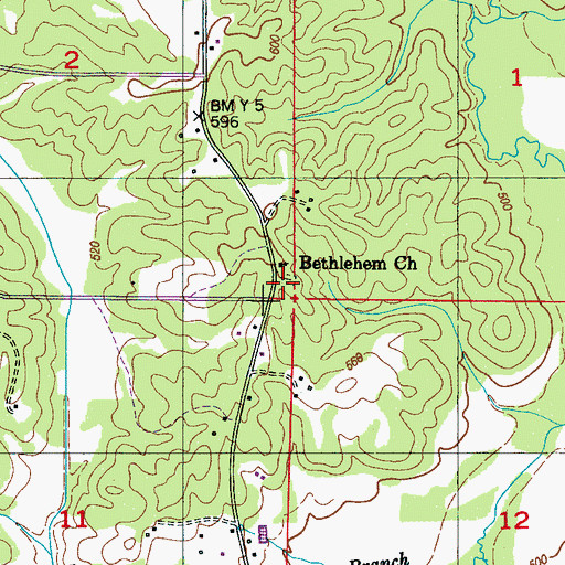 Topographic Map of Bethlehem Cemetery, MS