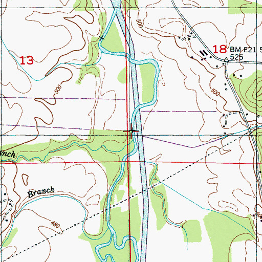 Topographic Map of Bridges Branch, MS