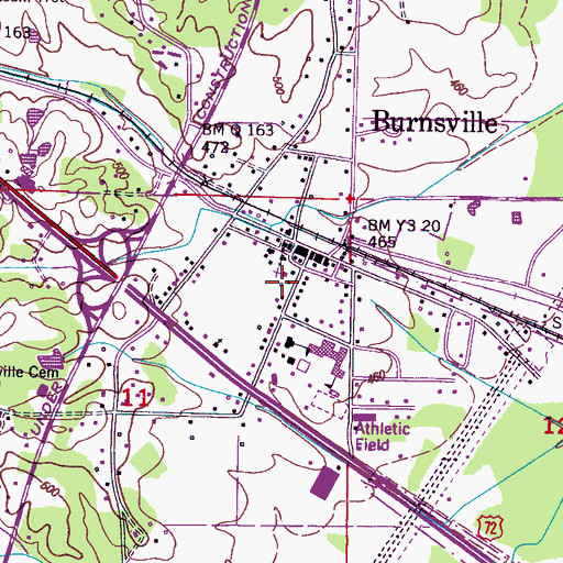 Topographic Map of Burnsville Baptist Church, MS