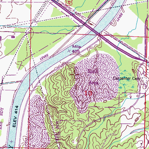 Topographic Map of Burnsville Overlook Area, MS