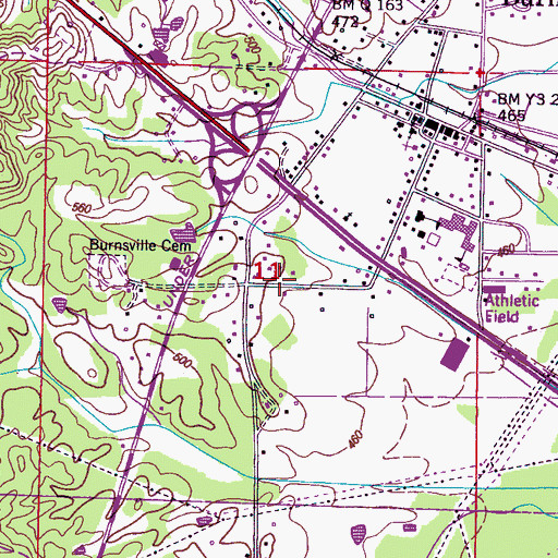 Topographic Map of Burnsville United Pentecostal Church, MS