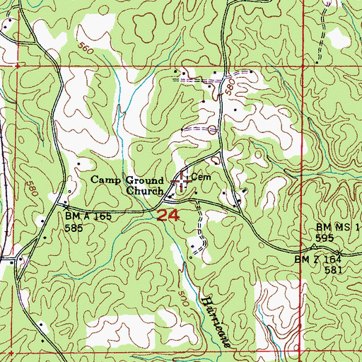Topographic Map of Camp Ground Cemetery, MS
