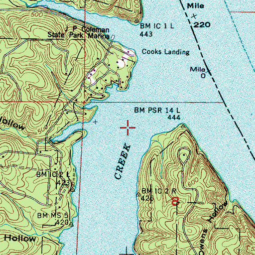 Topographic Map of Camp Hollow Creek, MS