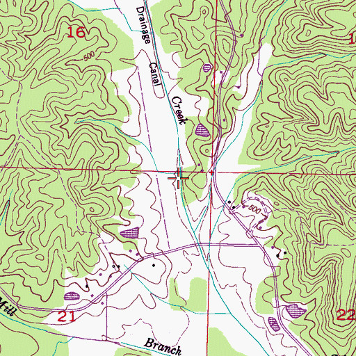 Topographic Map of Caney Creek Drainage Ditch, MS