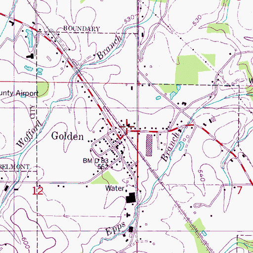Topographic Map of Central Baptist Church, MS