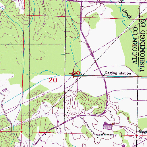 Topographic Map of Chamber Creek Drainage Ditch, MS
