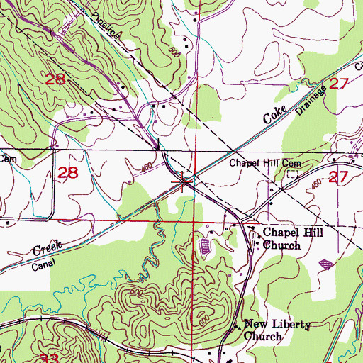 Topographic Map of Coke Creek Drainage Ditch, MS