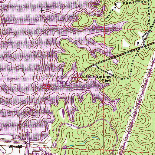 Topographic Map of Damsite Recreation Area, MS
