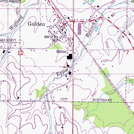 Topographic Map of Golden Chapel United Methodist Church, MS