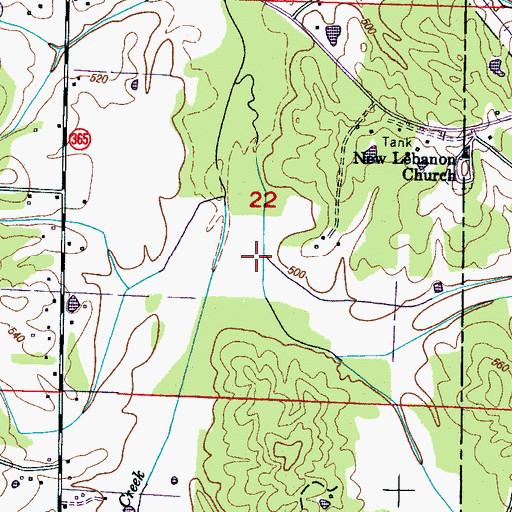 Topographic Map of Hurrican Branch, MS