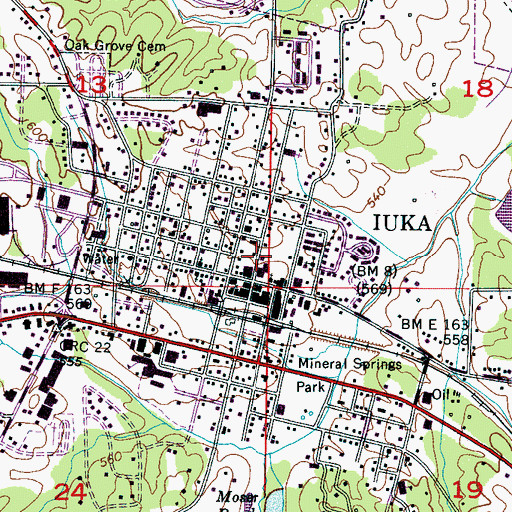 Topographic Map of Iuka Public Library, MS
