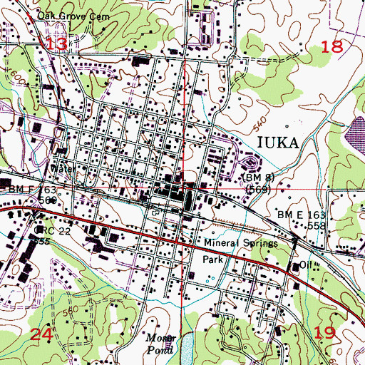 Topographic Map of Iuka United Methodist Church, MS