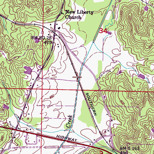 Topographic Map of Marlow Creek Drainage Ditch, MS