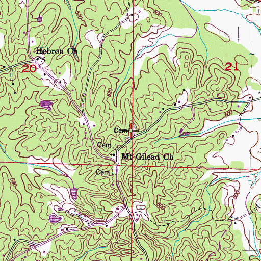 Topographic Map of Mount Gilead Cemetery, MS
