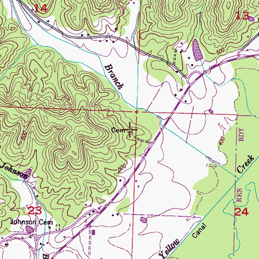 Topographic Map of Mulberry Cemetery, MS