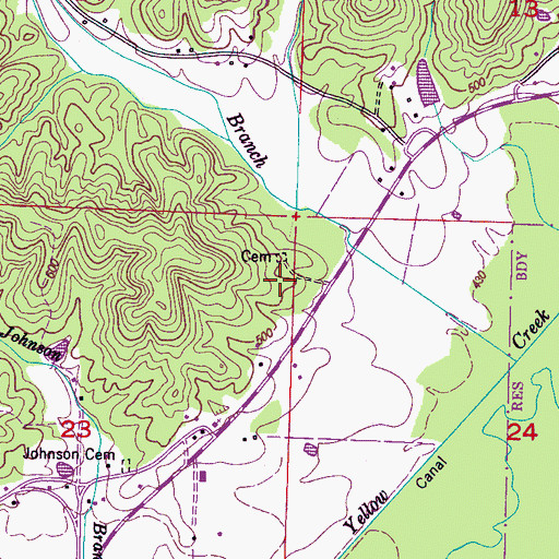 Topographic Map of Mulberry School (historical), MS