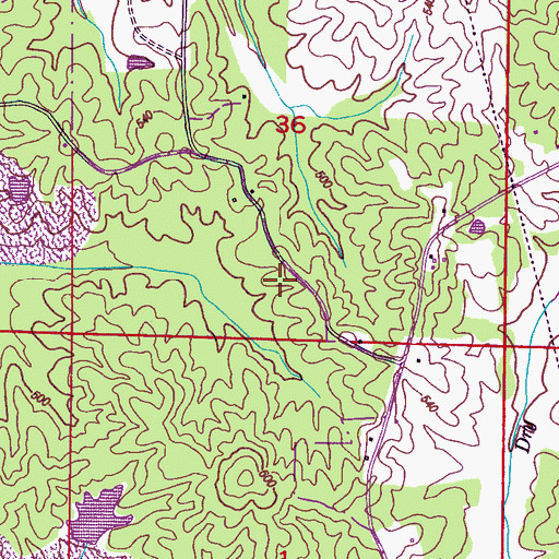 Topographic Map of Oak Ridge School (historical), MS
