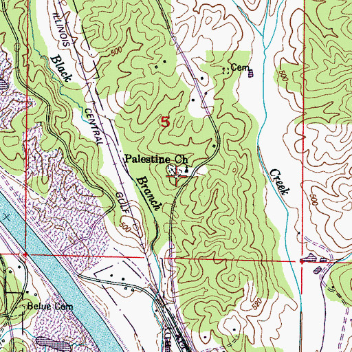 Topographic Map of Palestine Cemetery, MS
